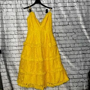 NBD, medium summer yellow lace dress